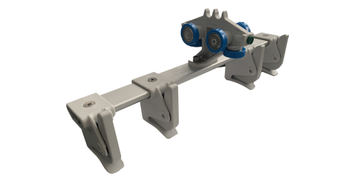 Complete and assembled clamp with high sliding carriage