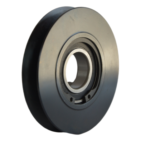 Idler pulleys for brushed V-belts