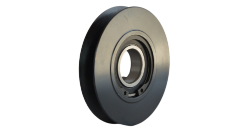 Idler pulleys for brushed V-belts